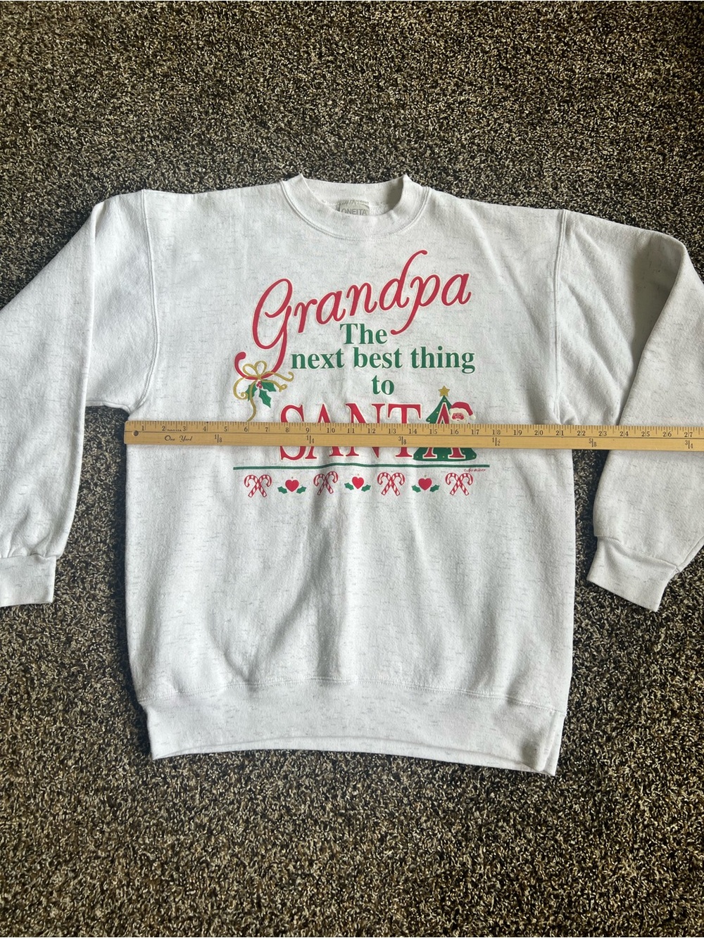 Grandpa The Next Best Thing to Santa White Holiday Sweatshirt - Picture 6 of 8